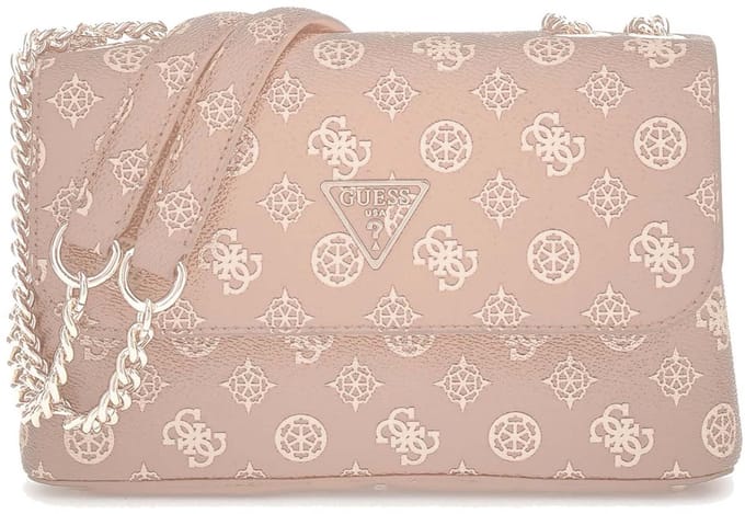 GUESS schoudertas Daryna II Convertible Xbody Flap Bag Dark Rose Logo oud roze