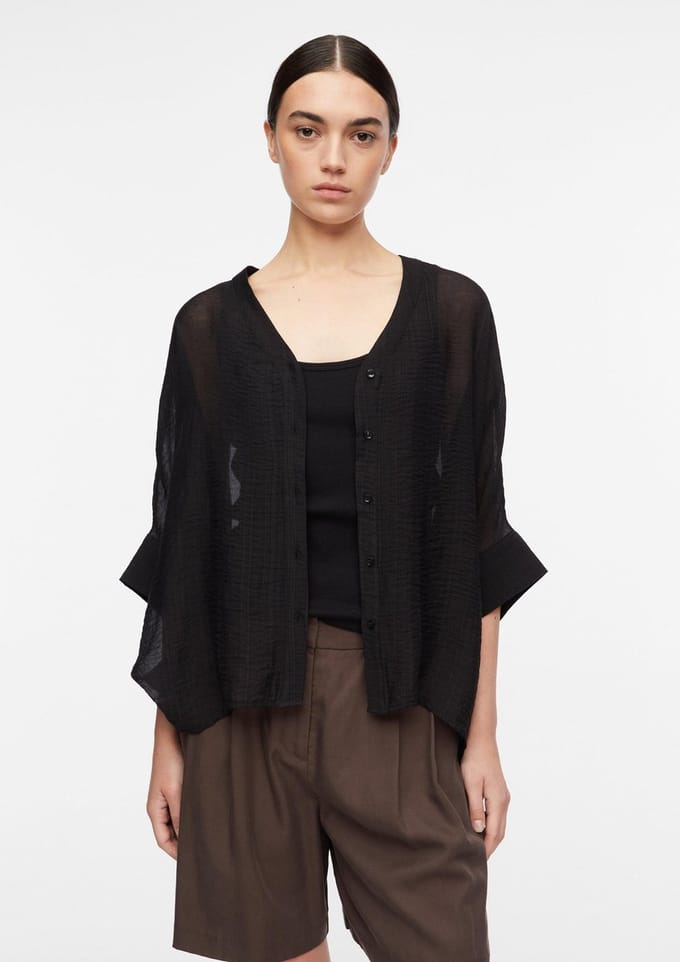 relaxed fit blouse van viscosemix met V-hals