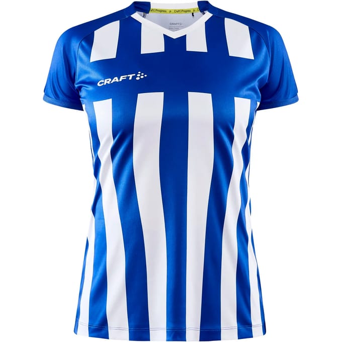 Craft Progress 2.0 Stripe Shirt Korte Mouw Dames - Royal / Wit | Maat: M