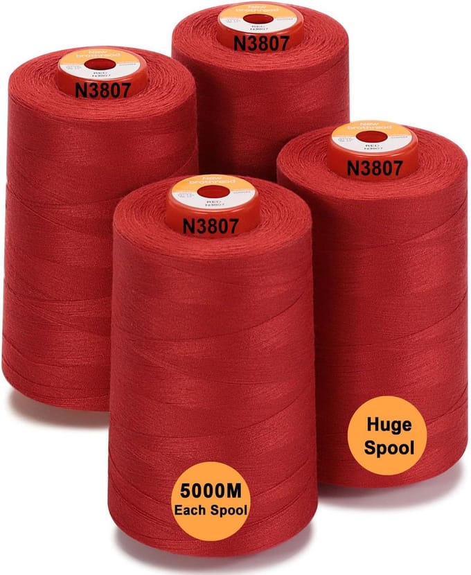 Naaigaren Polyester Cones - Naaimachine Garen - Kleding Maken - Extra Grote Cones - 4 x 5000m - Rood