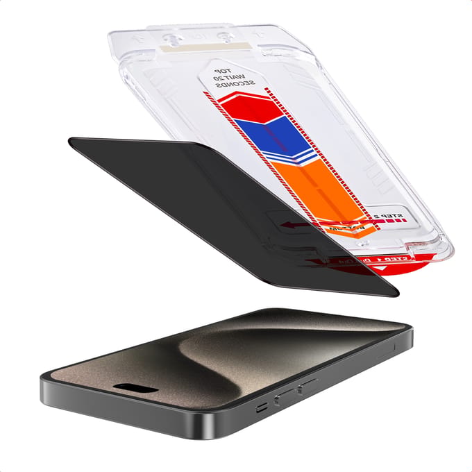 Accezz Screen Protector - Geschikt voor Apple iPhone 15 Pro - Gehard Glas Privacy Screenprotector + Applicator