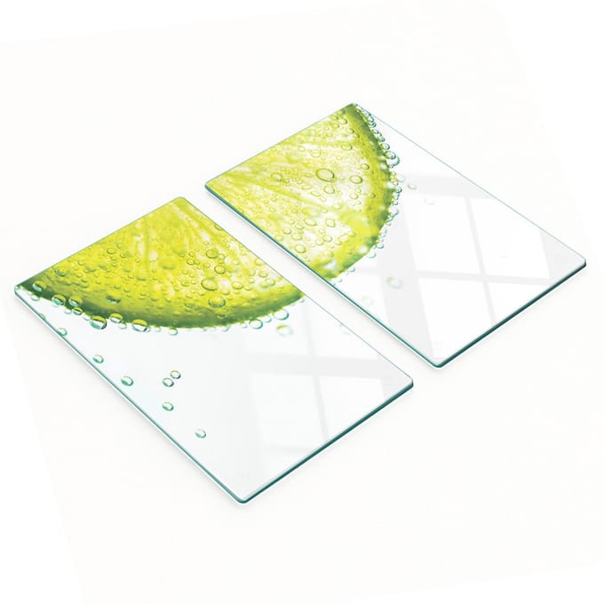 Decoratieve glazen snij- en serveerplanken Lime Water 2x30x52 cm