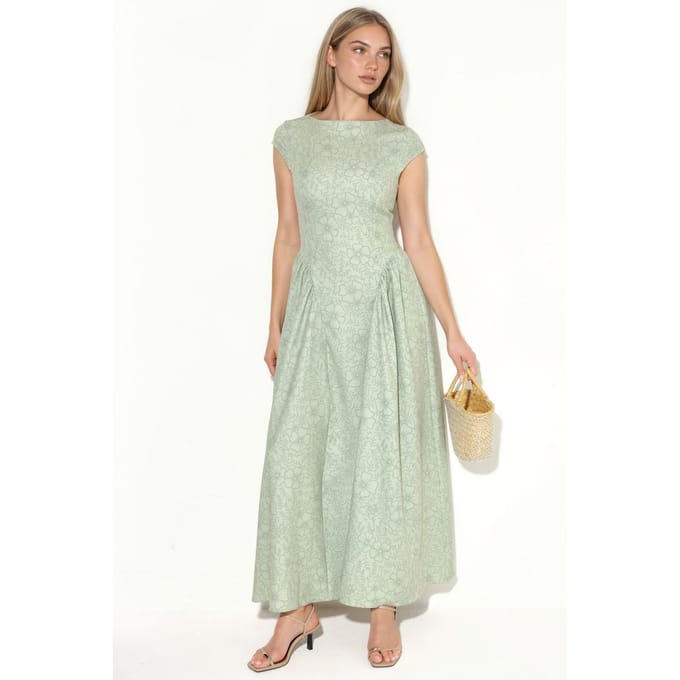 Bootneck Bloemmotief Jacquard Maxi Jurk