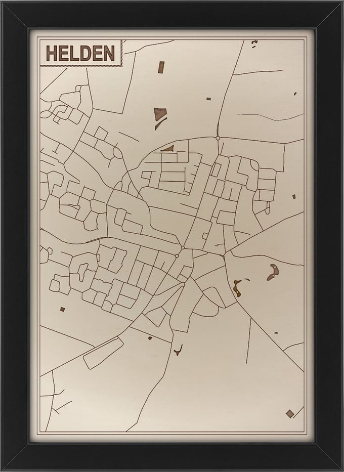 Houten stadskaart van Helden