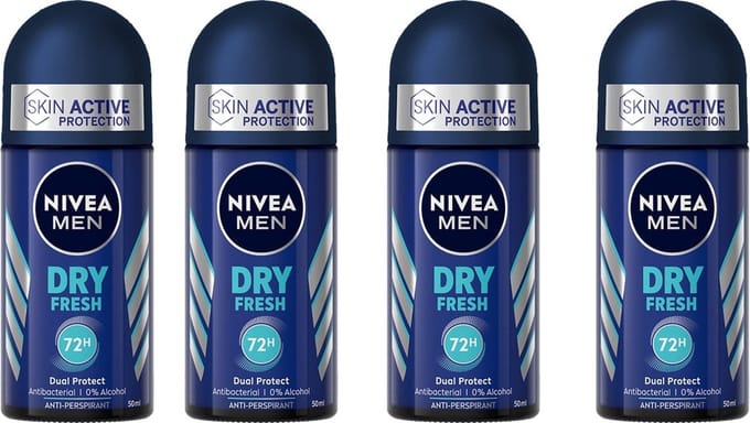 NIVEA MEN Deo Roller - Dry Fresh - 4 x 50 ml