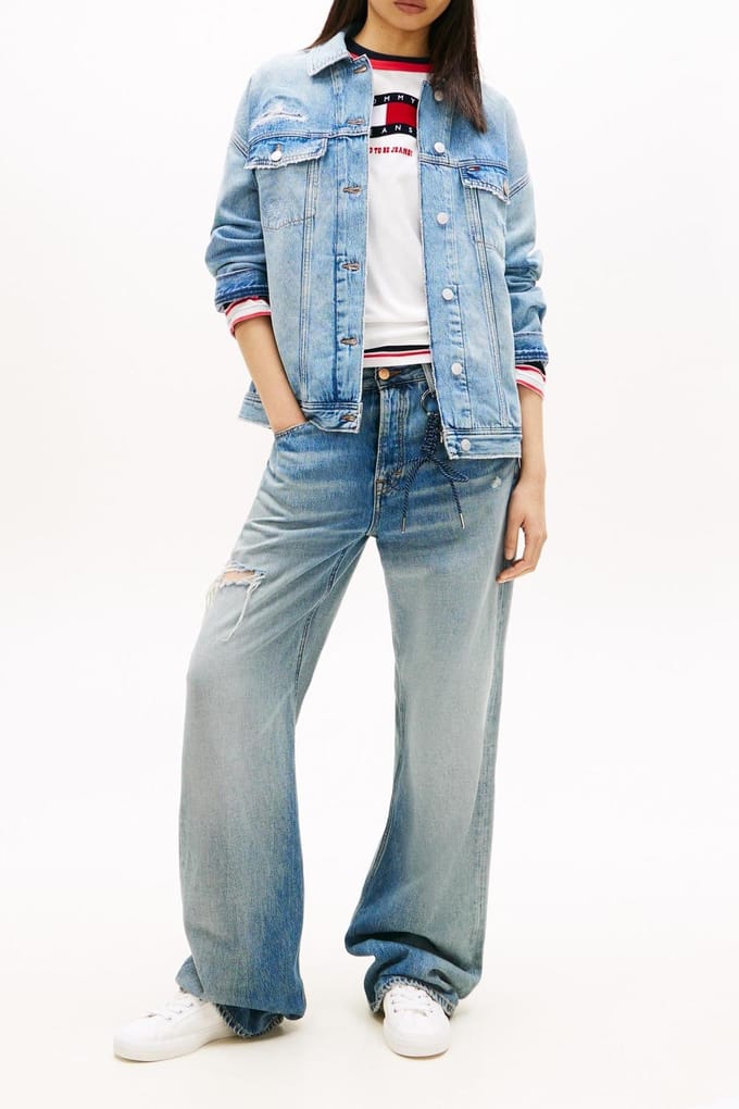 Tommy Hilfiger Oversized Trucker Jacket Denim Light Größe: S | Jeansjacken Outlet | Damen | Blau