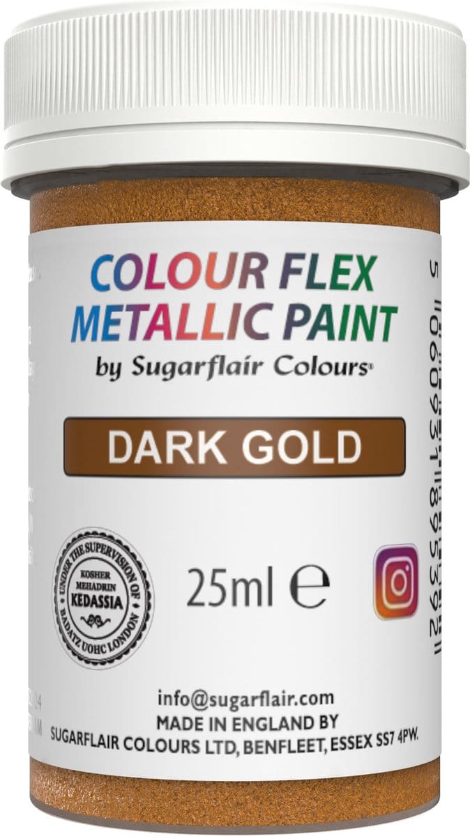 Sugarflair Edible Metallic Paint Donkergoud 25g