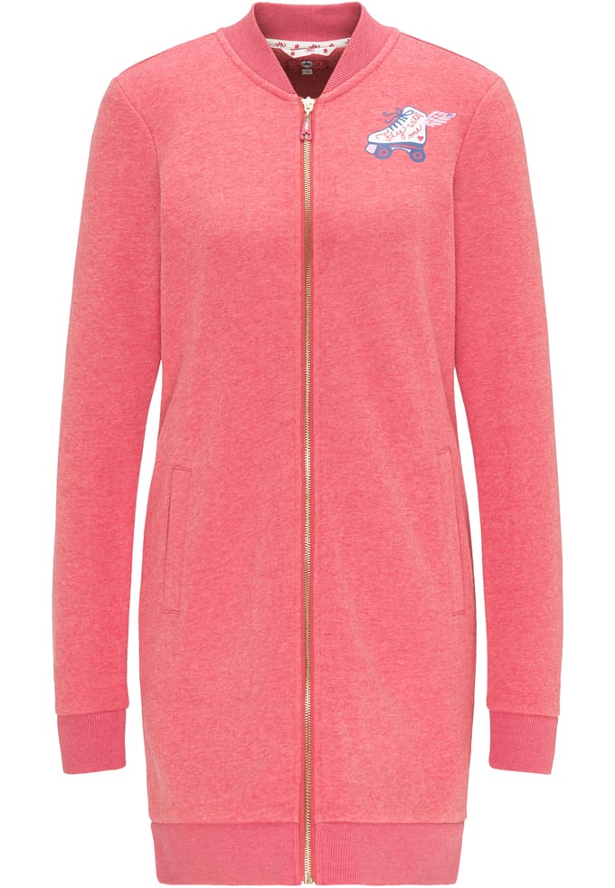 Mymo Lang sweatvest Dames rood melange