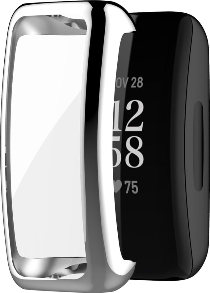 By Qubix - Geschikt voor fitbit Inspire 2 TPU case (volledig beschermd) - Zilver