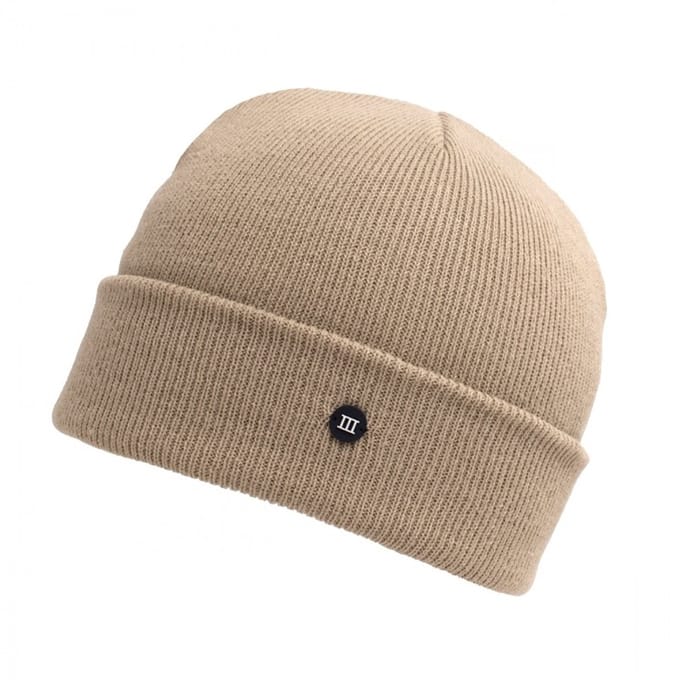 TRESANTI | SVEN | Fijngebreide muts met rubberen logo III | Beige