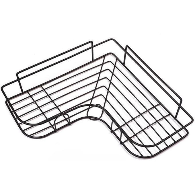 Support d'angle de rangement en fer sans poinçon, pour salle de bain, chambre à coucher, cuisine noir