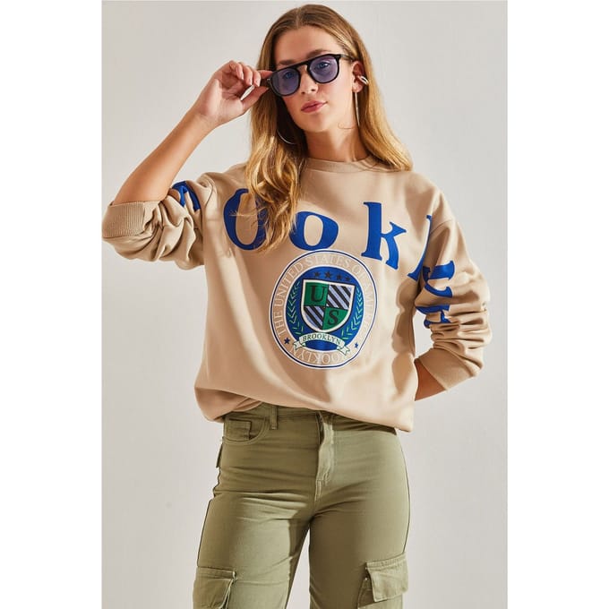 Ronde Hals Logo Print Relaxed Fit Sweatshirt