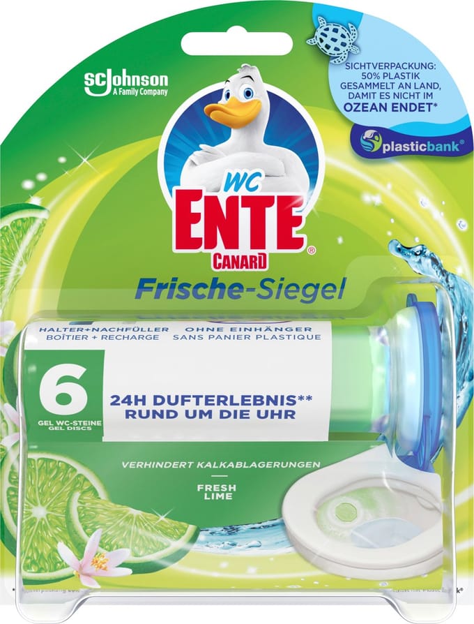 WC-Eend Toiletreiniger Freshness Seal - Fresh Lime - 1 Houder + 6 Gel Discs