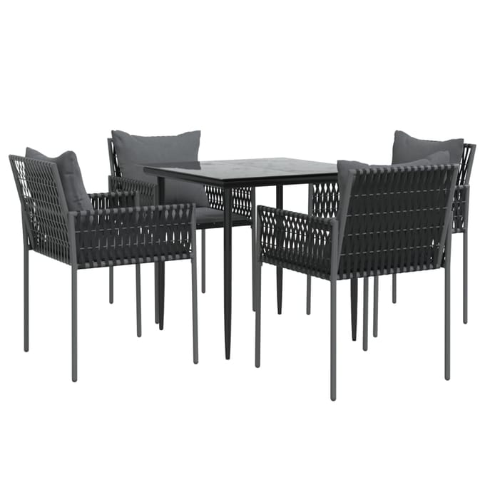 vidaXL - 5-delige - Tuinset - met - kussens - poly - rattan - en - staal