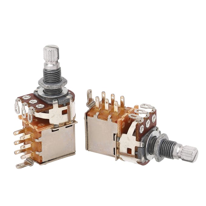 2 STUKS Gitaar Potentiometer A1M B1M Combinatie 18mm Gekartelde As Elektrische Bas Potmeters voor Volume en white