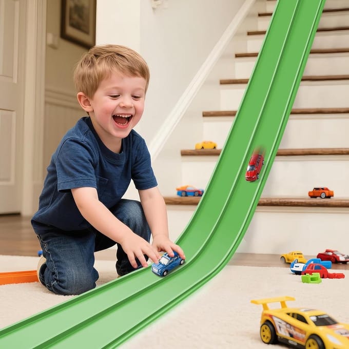 Flexibele Racebaan - Autobaan Speelgoed - Kinderen Spelen - Sterke Zuignappen - 15 voet - Multi