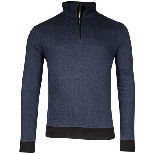 Baileys Trui Sweatshirt Half Zip Yarn Dyed Jacquard Doubleface Interlock Mid Denim Blue / male