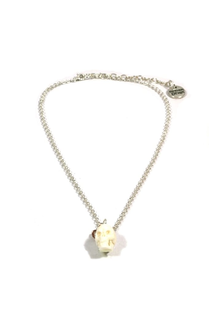 Heaven Eleven dames Ketting zilver plating met wit schedel van hertegewei