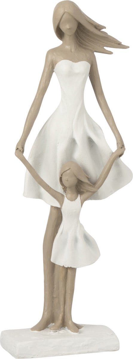J-Line decoratie Moeder En Dochter - polyresin - wit/taupe - small