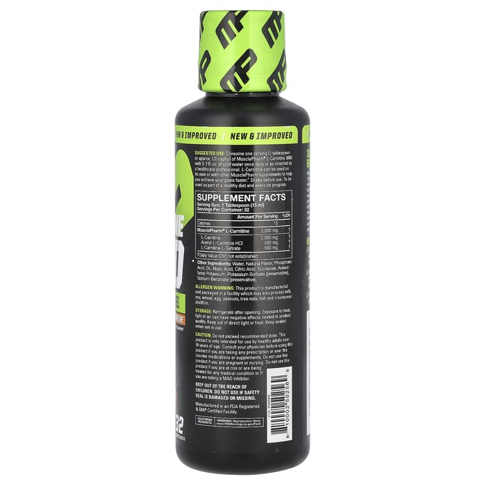MusclePharm, L-Carnitine 3000, Pêche Nectarine, 16 fl oz (480ml)
