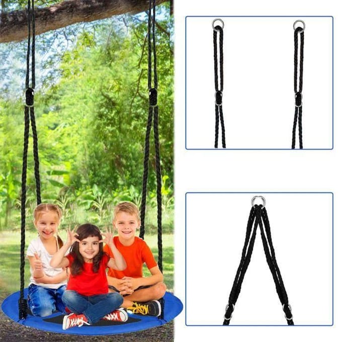 Springos Nestschommel | Kinderschommel | Ø110 CM | Max 150 KG | Blauw / Zwart
