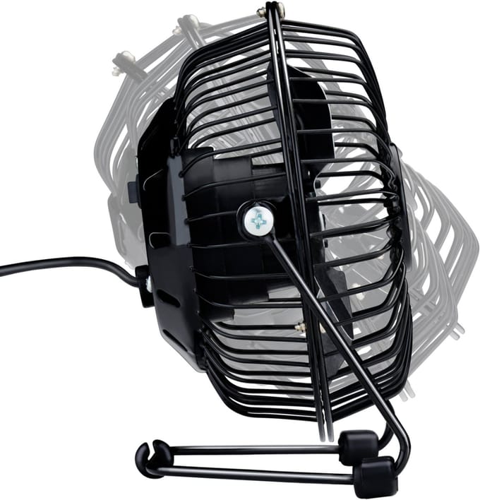 Lifetime Air USB Ventilator Metaal Ø13cm - Mini Ventilator Tafelventilator Zwart - Tafel Ventilator Bureau Ventilator Stil Kantelbaar - Incl. USB-Kabel 110cm