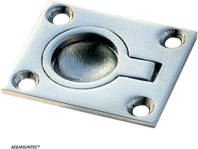 RVS Luikring Rechthoek | 48×38×12 mm | Inbouw Greep RVS 316 Boot Luikgreep Hoogglans