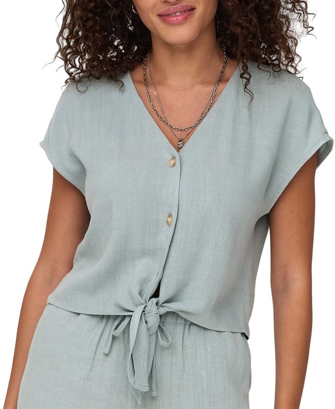 ONLY ONLSIESTA SS KNOT LIN BL SHIRT PNT NOOS Dames Blouse - Abyss