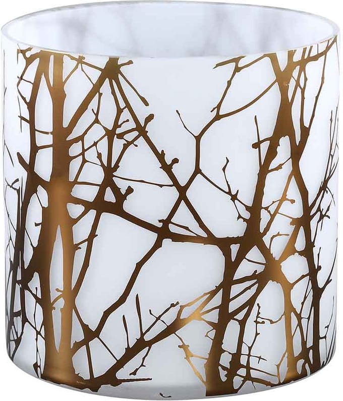 PTMD Virgule Windlicht - H20 x Ø20 cm - Glas - Wit/goud