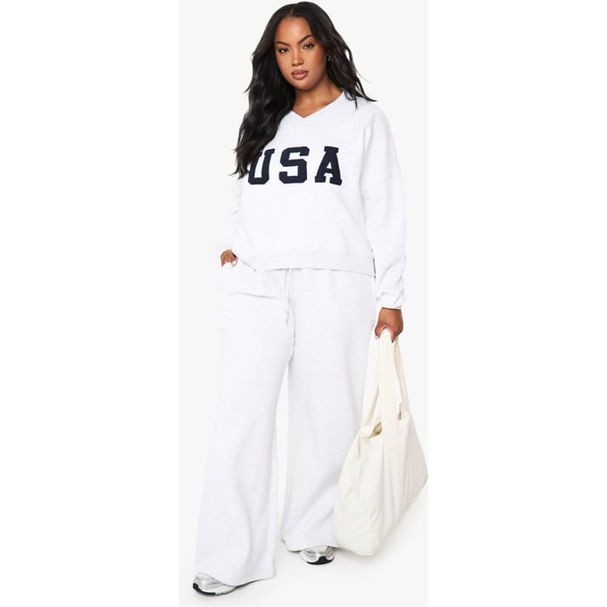 boohoo Dames Plus joggers met wijde pijpen | Ash Grey | Maat: 28