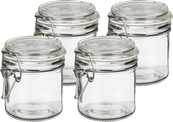 Vivalto Voorraadpotten/bewaarpotten - 4x - Tarro - 250 ml - glas - beugelsluiting - D11 x H10 cm
