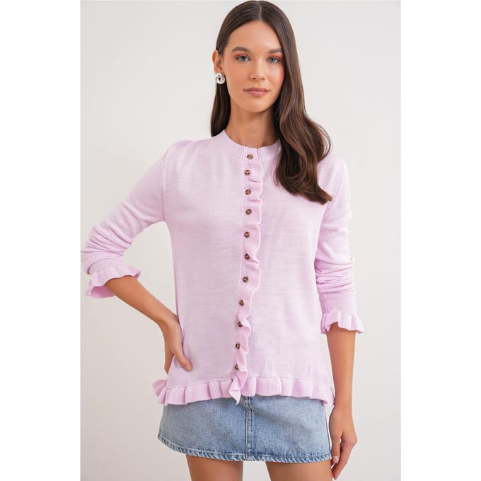 Rimpelige Ribgebreide Cardigan