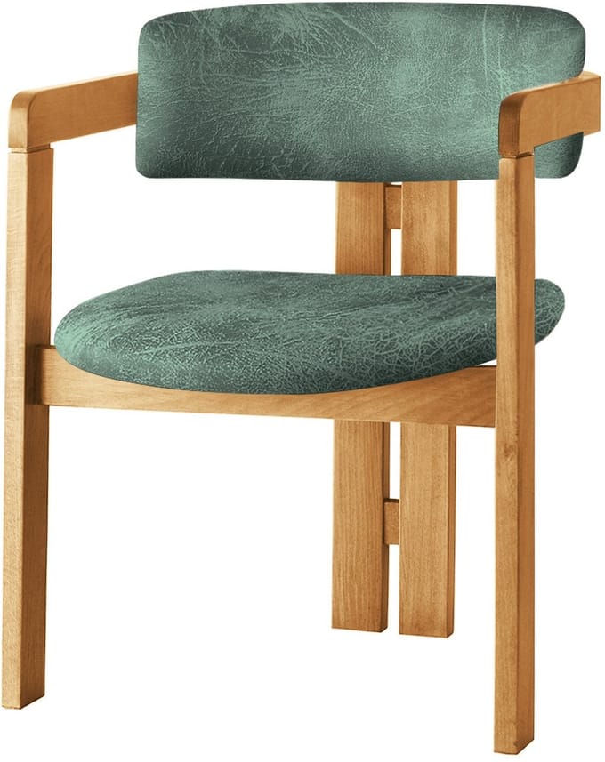 Asir - Stoel - Eik, Groen - 100% HOUT - 58 x 76 x 49 cm
