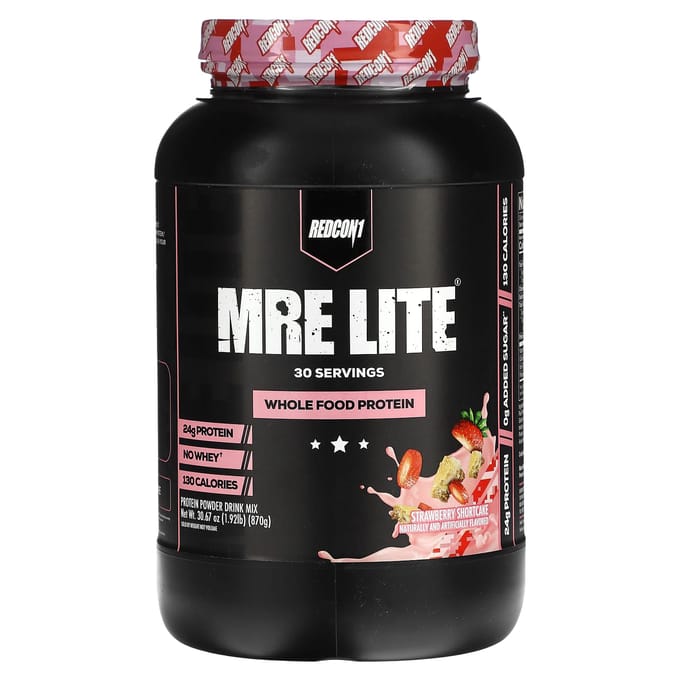 Redcon1, MRE Light, Protéine d'aliments complets, Shortcake aux fraises, 1,92 lb (870g)