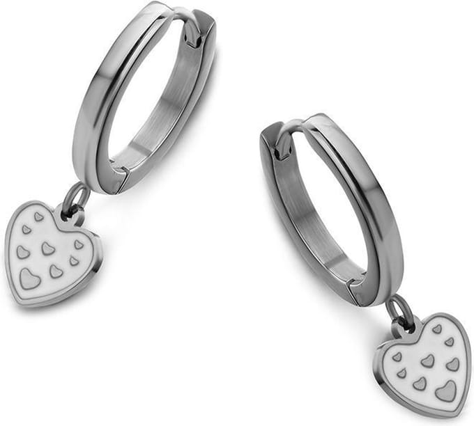 CO88 Collection Beloved 8CE 70105 Stalen Oorringen - Hart 8 mm - Zilverkleurig