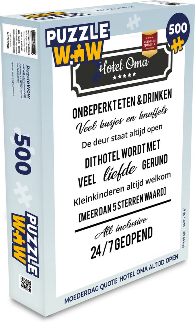 Puzzel Hotel oma - Spreuken - Oma - Quotes - Legpuzzel - Puzzel 500 stukjes