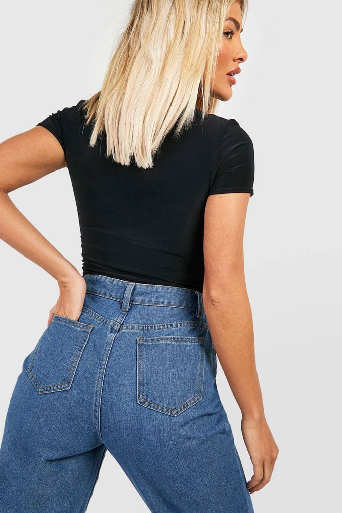 boohoo Dames Double Layer Slinky Short Sleeve Bodysuit | Zwart | Maat: 40