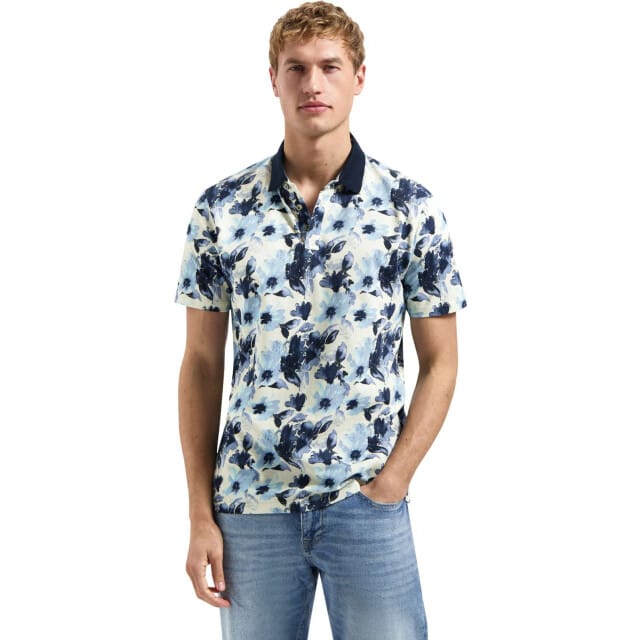 No Excess Polo short sleeve printed blue