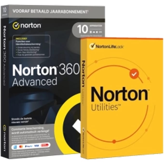 Norton 360 Advanced | 10 Apparaten | 1 Jaar | Met 200 GB cloudback-up
