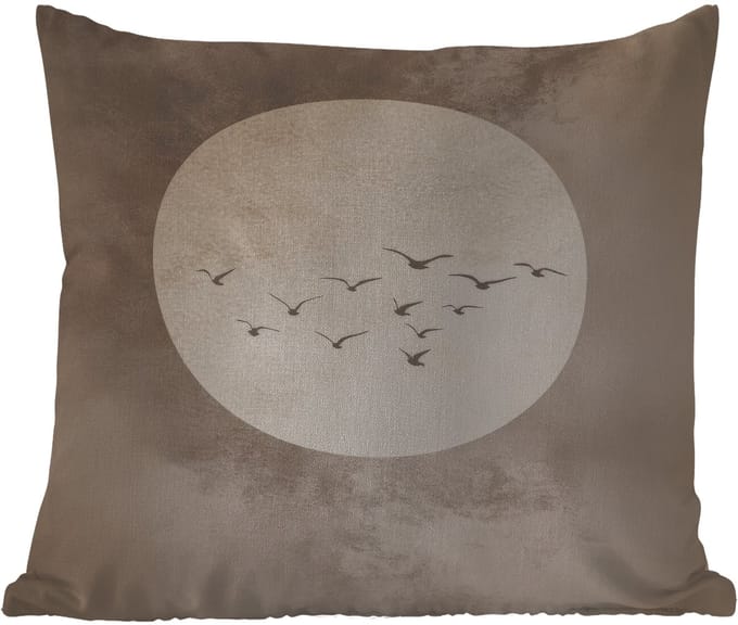 Buitenkussen Weerbestendig - Vogel - Beige - Japandi - 50x50 cm