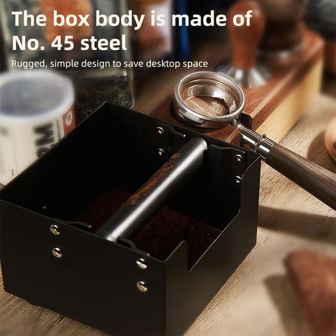 Koffie Afklopbak met Grote Capaciteit 45 Staal Schokbestendig Espresso Accessoires Koffiedik Container zwart