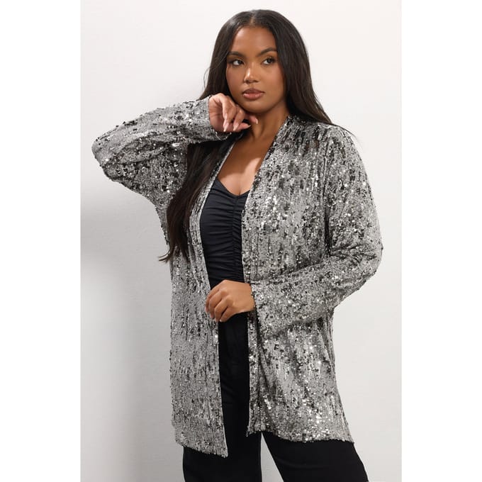 Yours Zilveren Pailletten Kimono Size 48