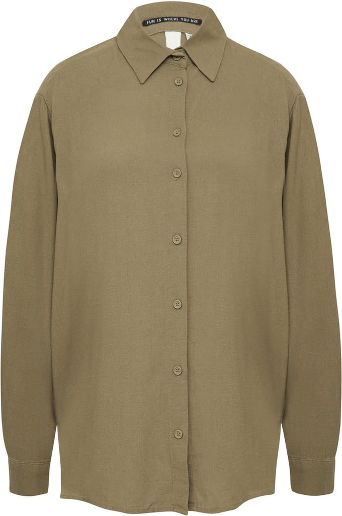 QS - female - Lange overhemdblouse van viscose/linnenmix