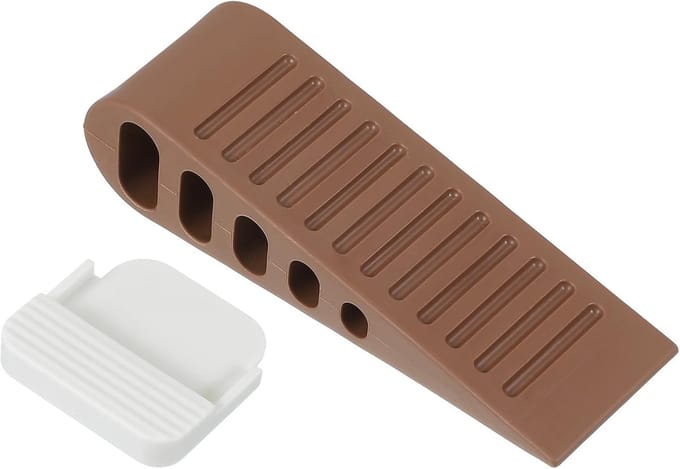 Deurstopper Wiggen - Vloerbeschermers - Deuren Open Houden - Met Houder - 12.6cm Lengte - Bruin