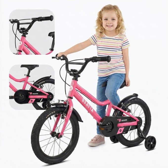 Kinderfiets - Loopfiets - Leren Fietsen - Licht Aluminium Frame - 16 Inch - Roze