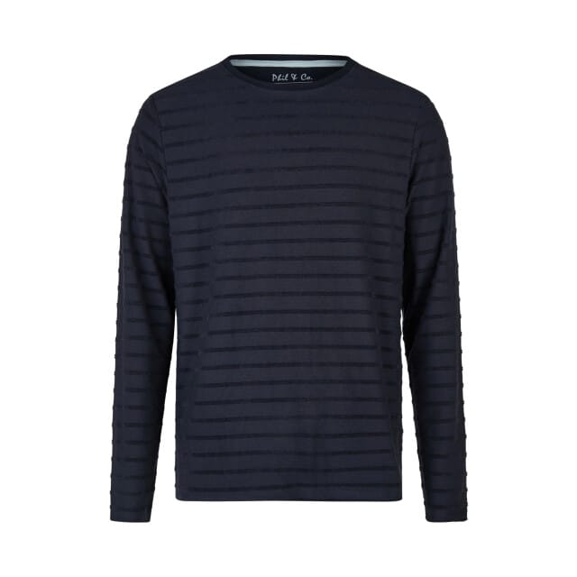Phil & Co Heren Lange Pyjama Set Donkerblauw/Grijs Gestreept - Maat L