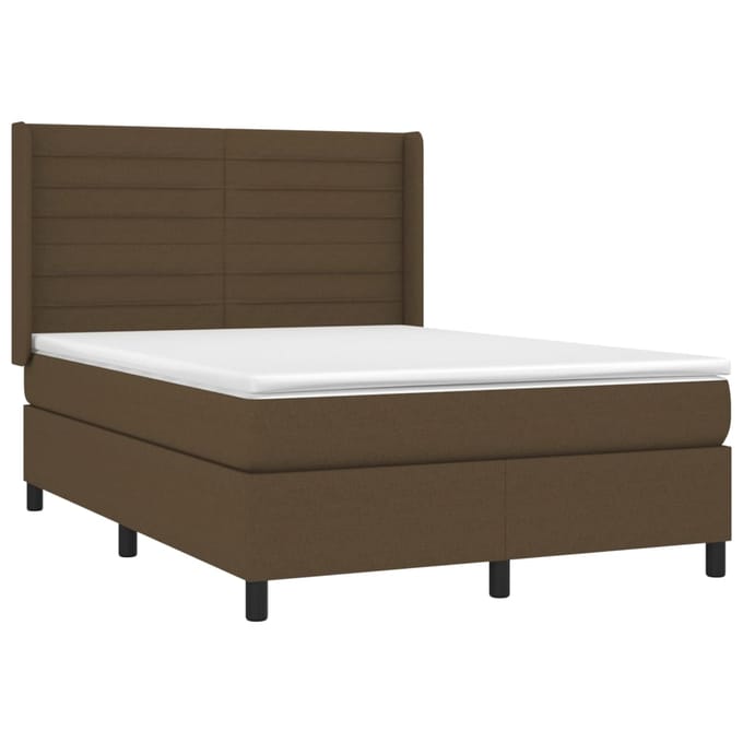 vidaXL - Boxspring - met - matras - stof - donkerbruin - 140x190 - cm