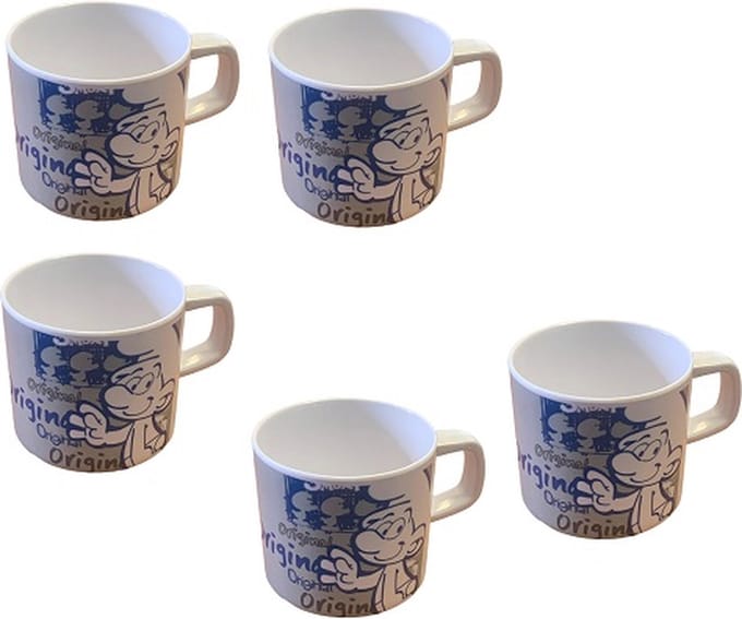 De smurfen - set van 5 mokken - kunststof - voor kinderen.