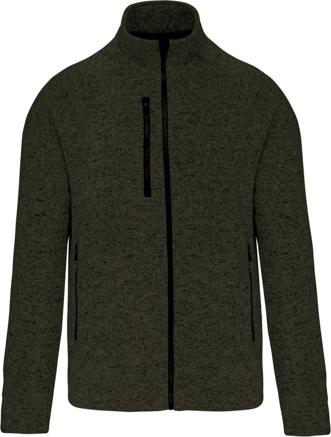 Kariban Heather herenvest met rits K9106 - Dark Khaki Melange - M