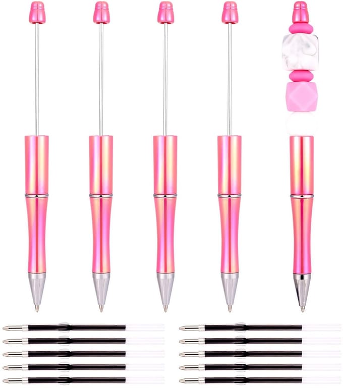 Allecto - Beads Pen Set - Ballpoint pennen - 5 kleuren - 10 vullingen